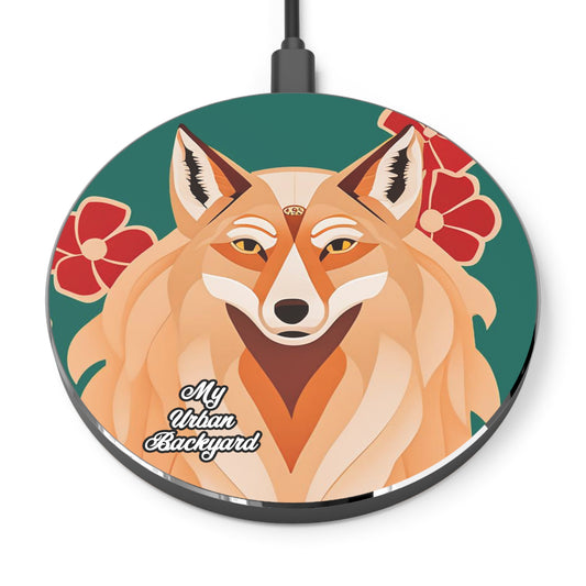 Art Deco Coyote, 10W Wireless Charger for iPhone, Android, Earbuds