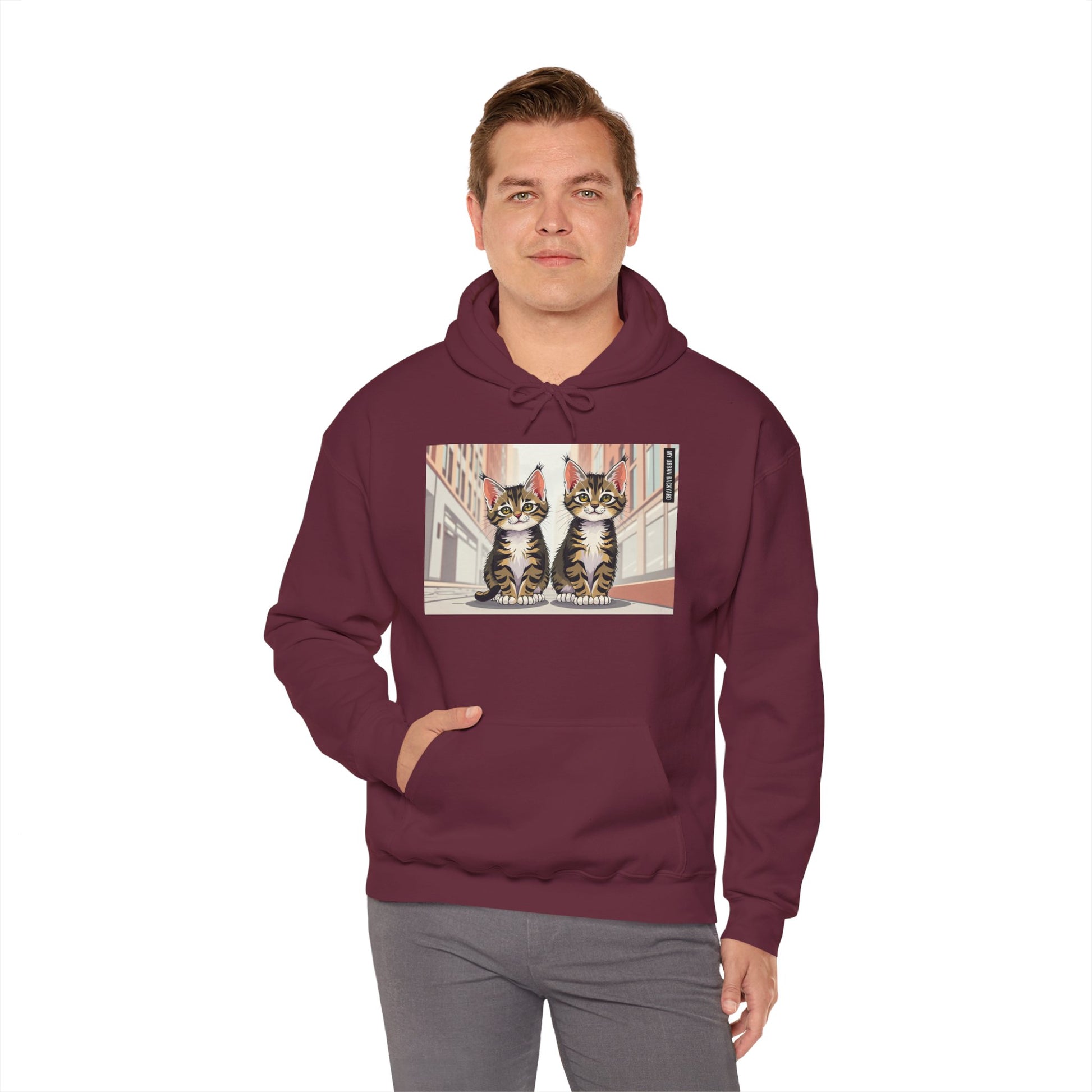 Cute Tabby Kittens Hooded Sweatshirt, Cozy Gift for Pet Owners, Cat Mom Hoodie, Cute Cat Sweatshirt, Cat-Themed Apparel, Animal Lover Gift