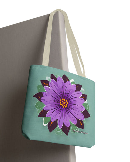 Purple Flower Tote Bag with Cotton Handles For Everyday Use, 3 Sizes
