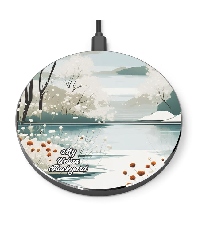 Winter Lake, 10W Wireless Charger for iPhone, Android, Earbuds