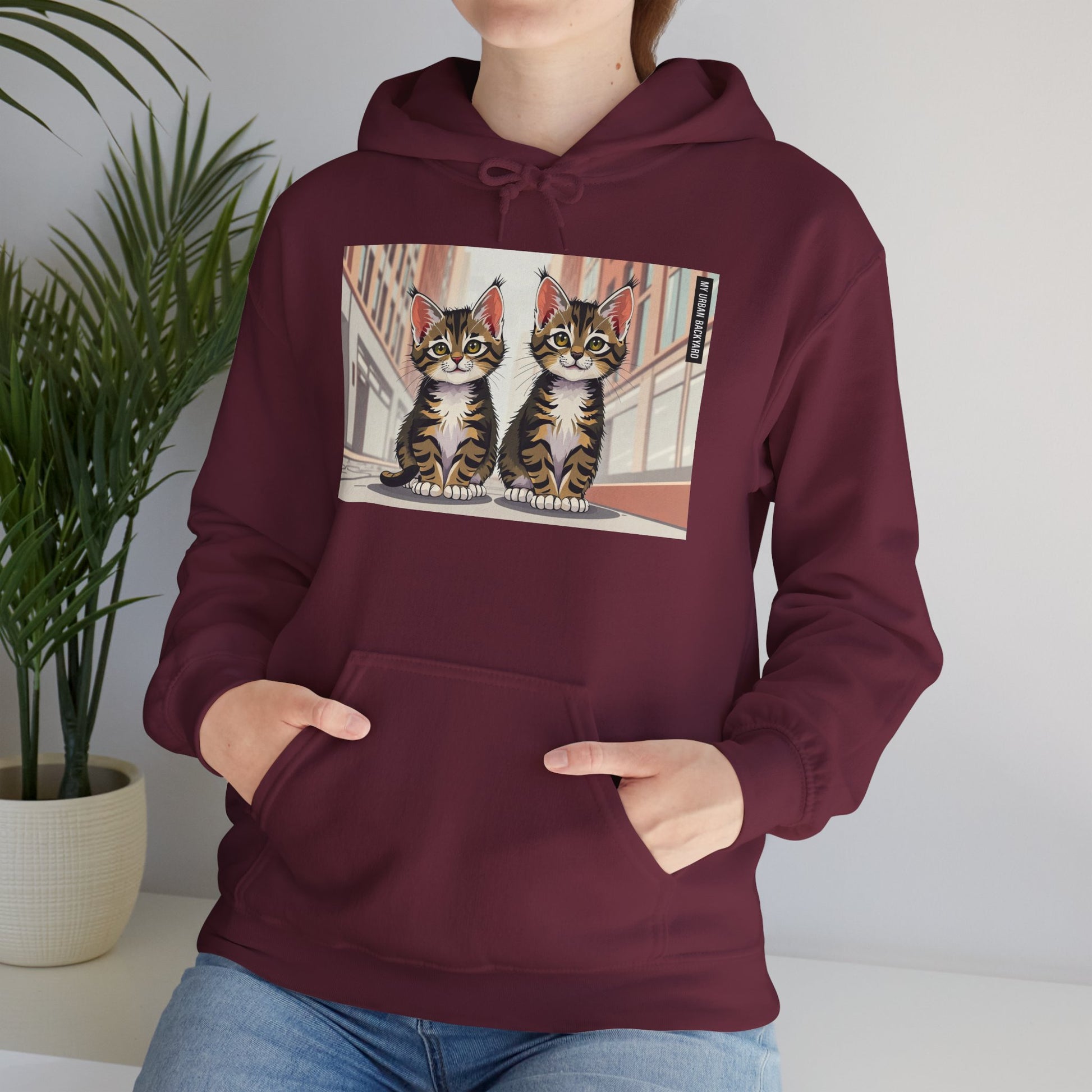 Cute Tabby Kittens Hooded Sweatshirt, Cozy Gift for Pet Owners, Cat Mom Hoodie, Cute Cat Sweatshirt, Cat-Themed Apparel, Animal Lover Gift