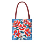 Bouquet of Red White and Blue Flowers Tote Bag with Cotton Handles For Everyday Use, 3 Sizes
