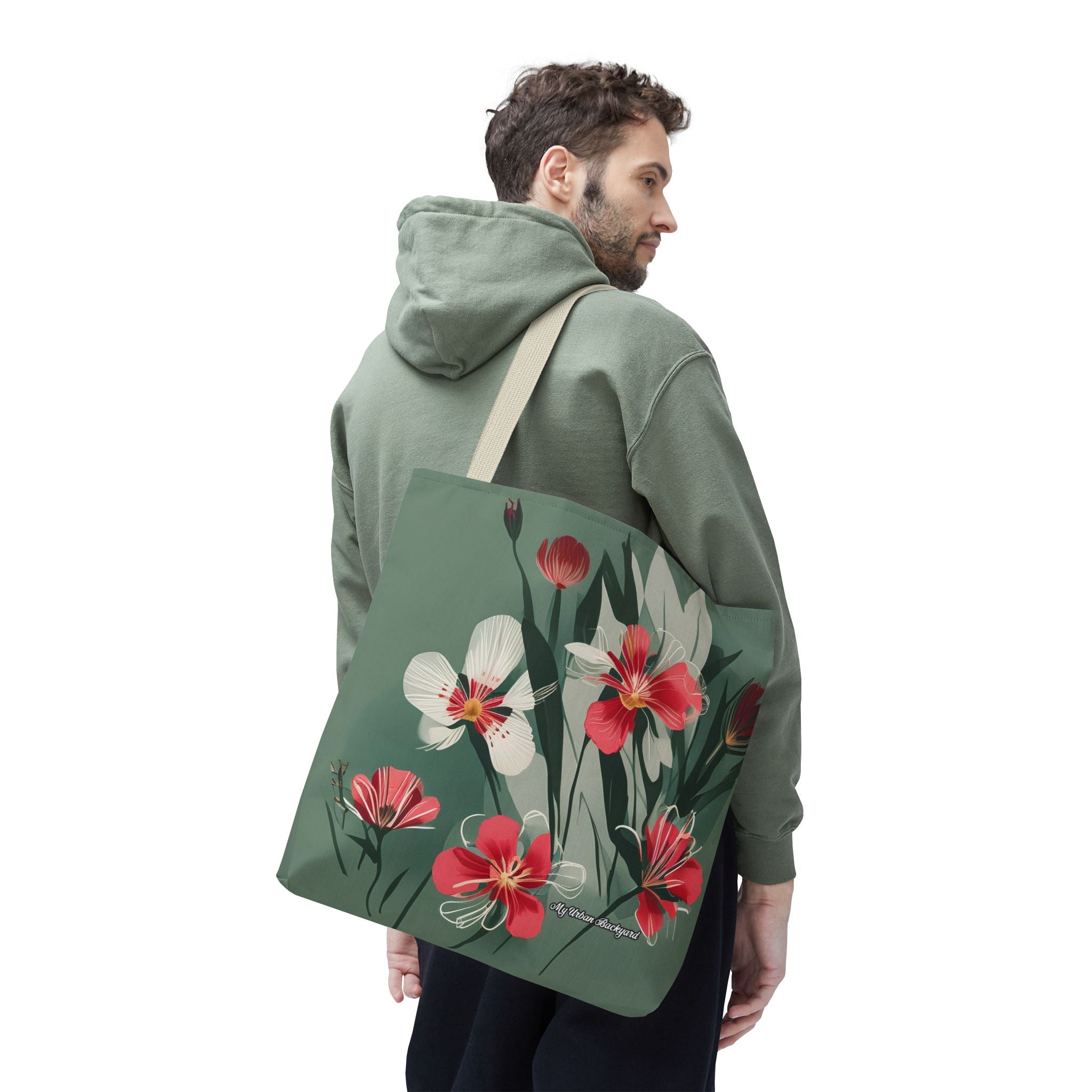 White and Red Wildflowers Tote Bag with Cotton Handles For Everyday Use, 3 Sizes