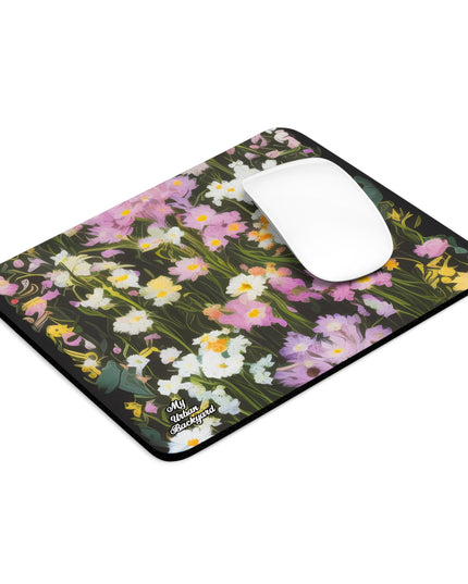 Computer Mouse Pad with Non-slip rubber bottom for Home or Office - Soft Wildflowers