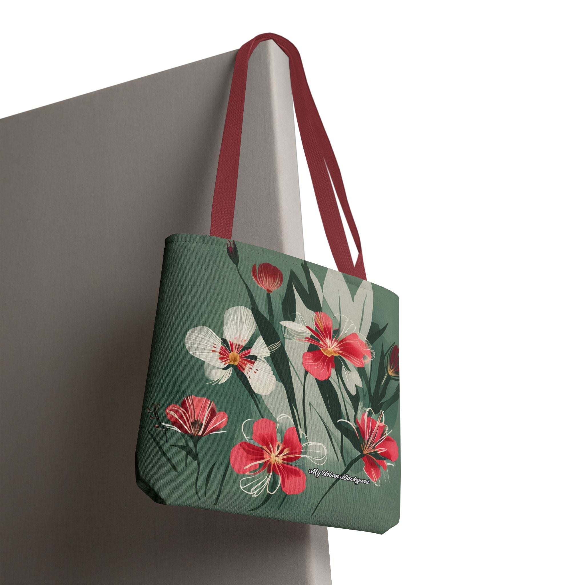 White and Red Wildflowers Tote Bag with Cotton Handles For Everyday Use, 3 Sizes