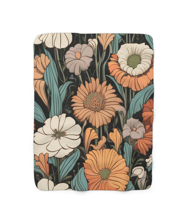 Wildflowers, Sherpa Fleece Blanket for Cozy Warmth, 50"x60"