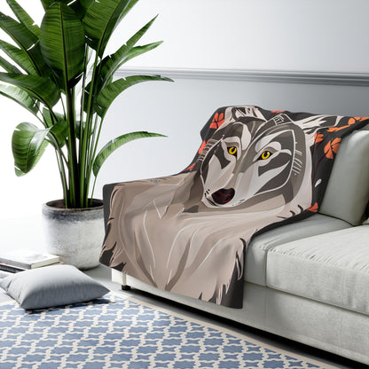 Art Deco Wolf, Sherpa Fleece Blanket for Cozy Warmth, 50"x60"