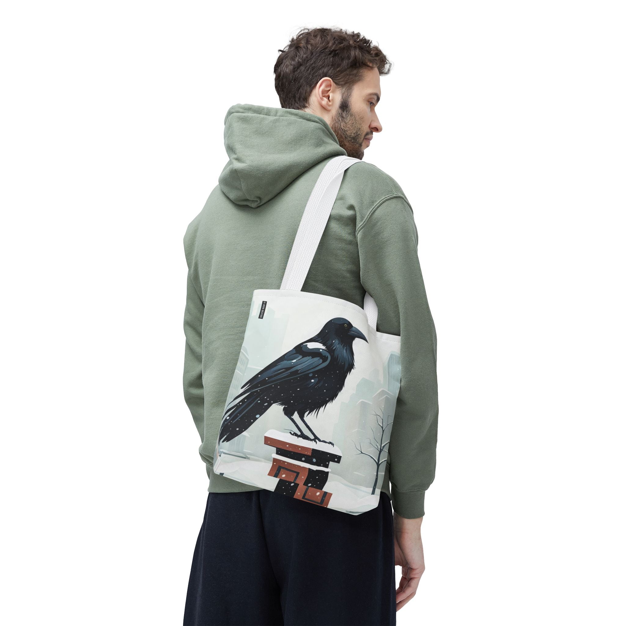 Winter Crow Tote Bag with Cotton Handles For Everyday Use, 3 Sizes