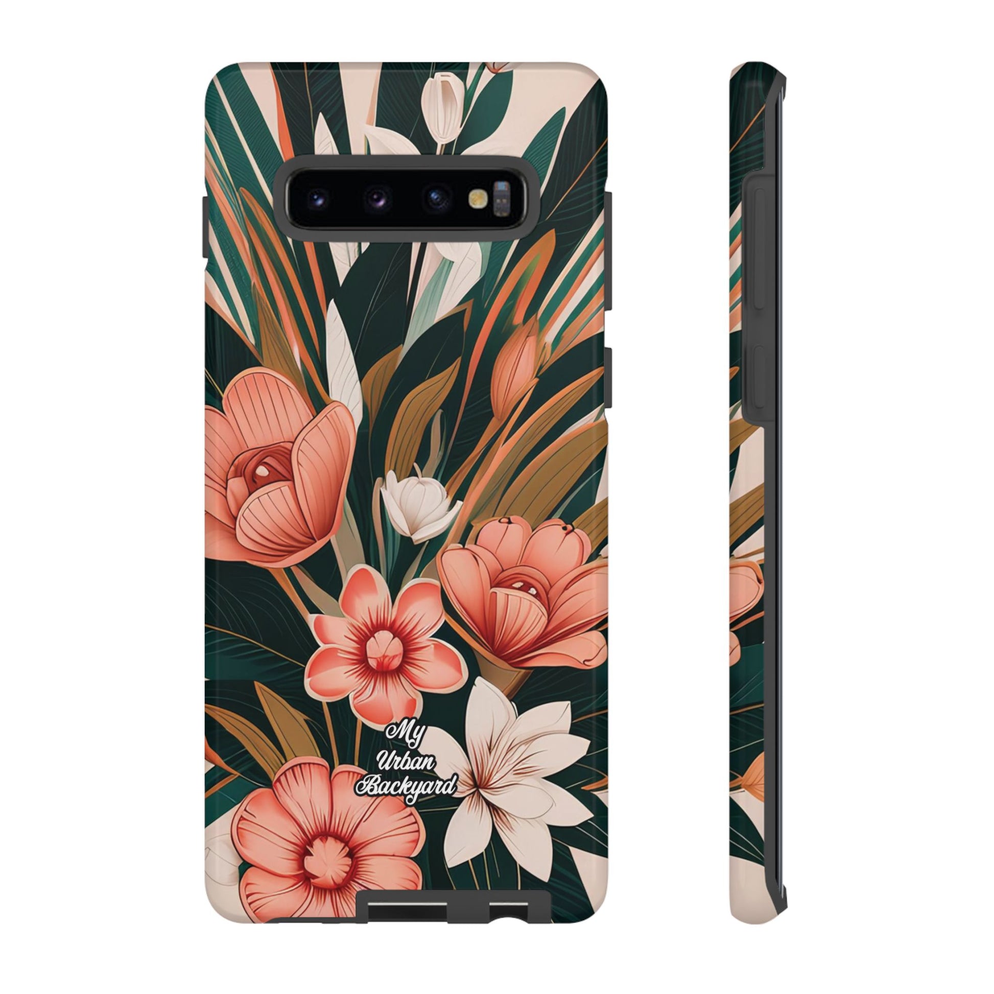 Peach Art Deco Flowers, Cell Phone Case - Apple, Samsung, Google Pixel