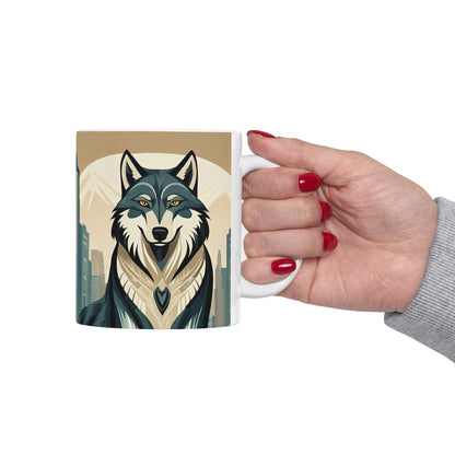 Art Deco Wolf Ceramic Mug