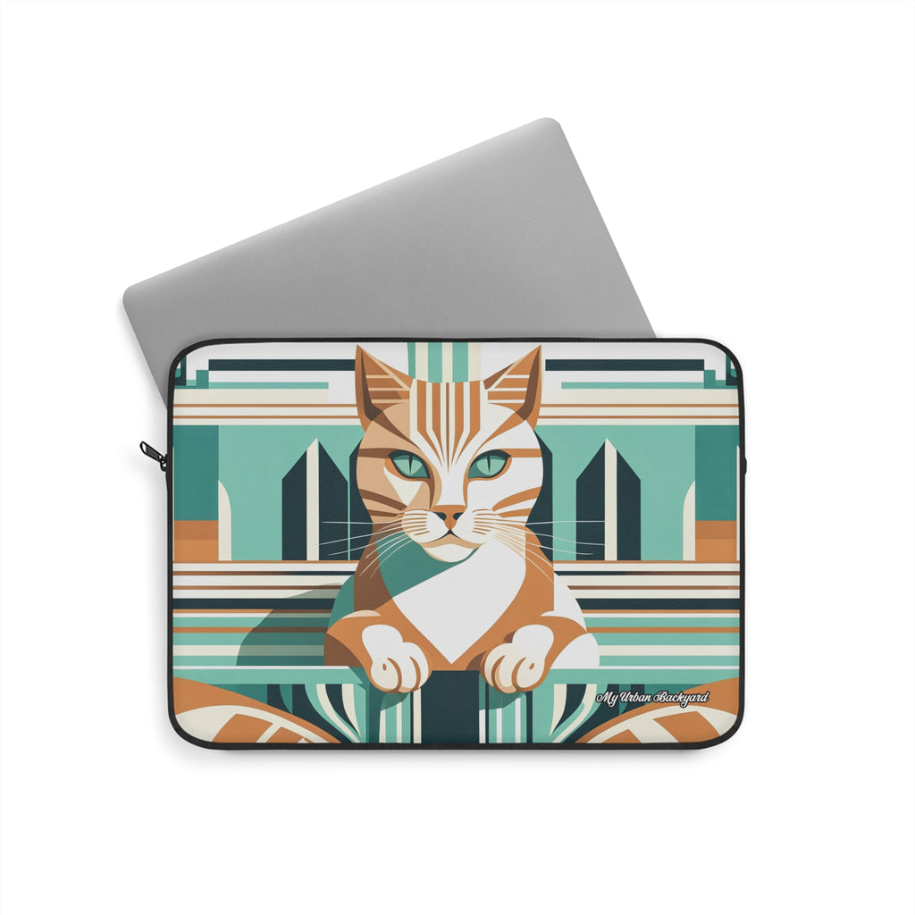 Art Deco Tabby Cat, Soft Laptop Sleeve, Unique Pet Lover Gift, Tech Accessory, Cat-Themed Case, Laptop Cover, Cute Cat Design, 3 Sizes