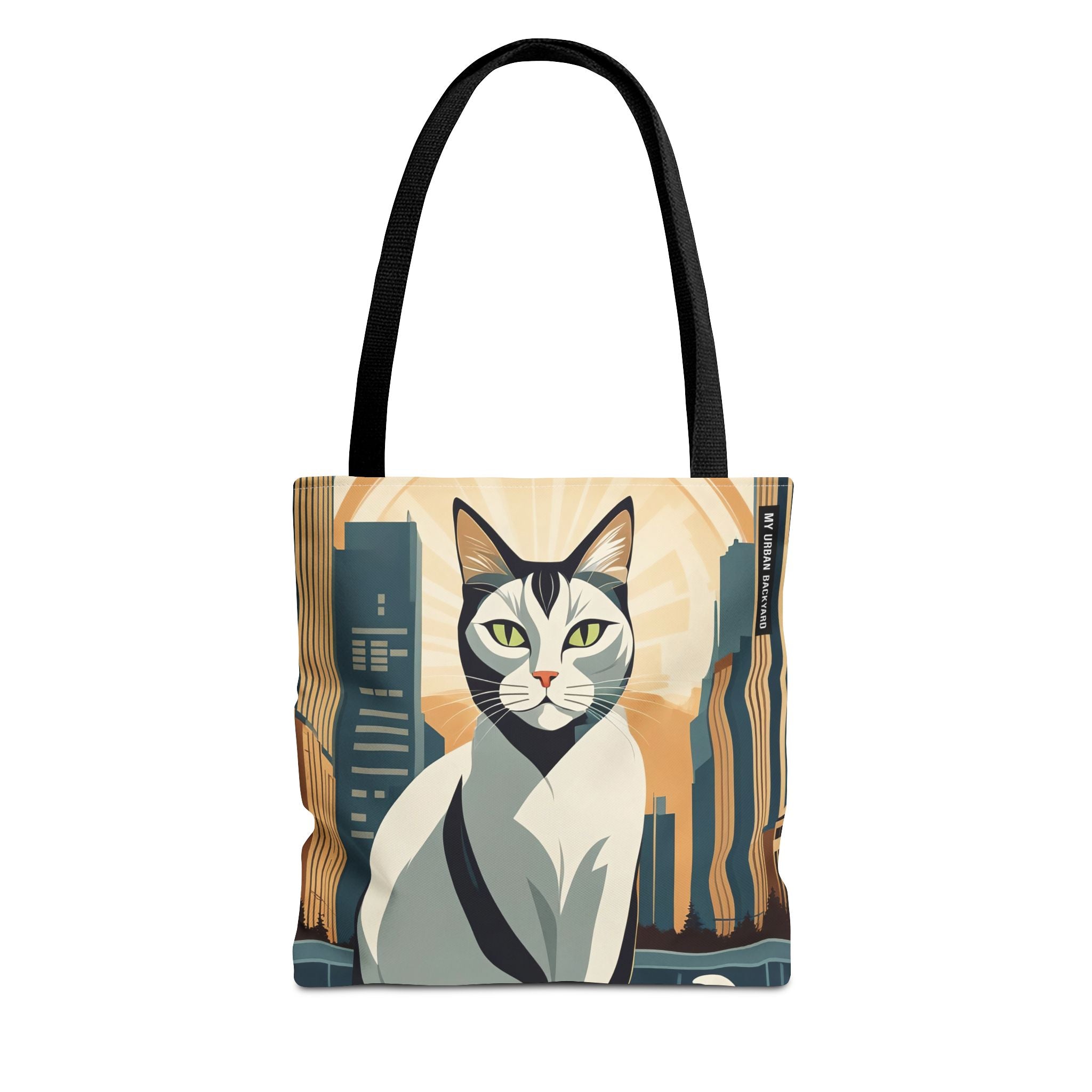 Art Deco Urban Cat Tote Bag