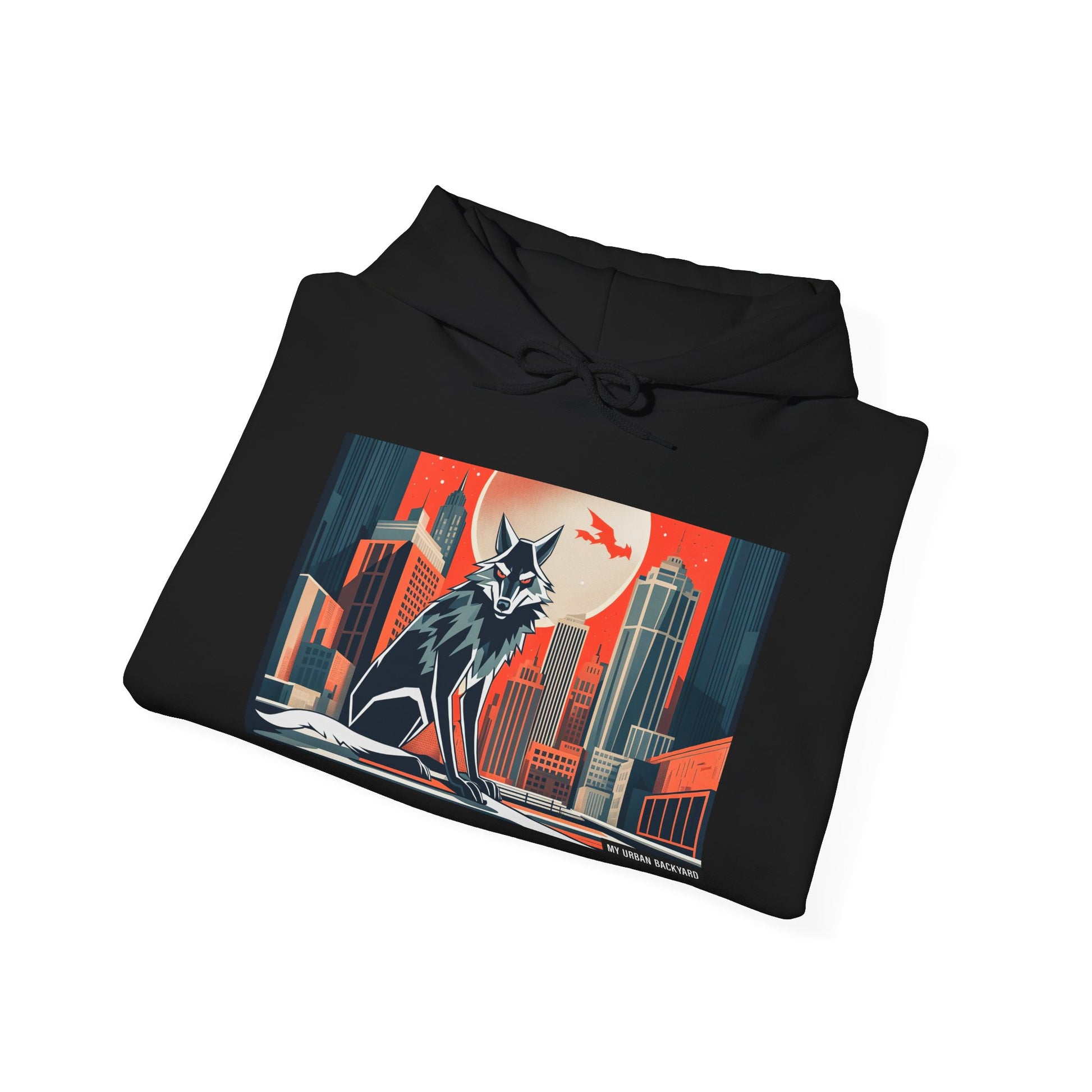 Urban Wolf Hoodie, Cozy Unisex Sweatshirt, Outdoor Adventure, Animal Lover Gift, Fall Style, Adventure Ready