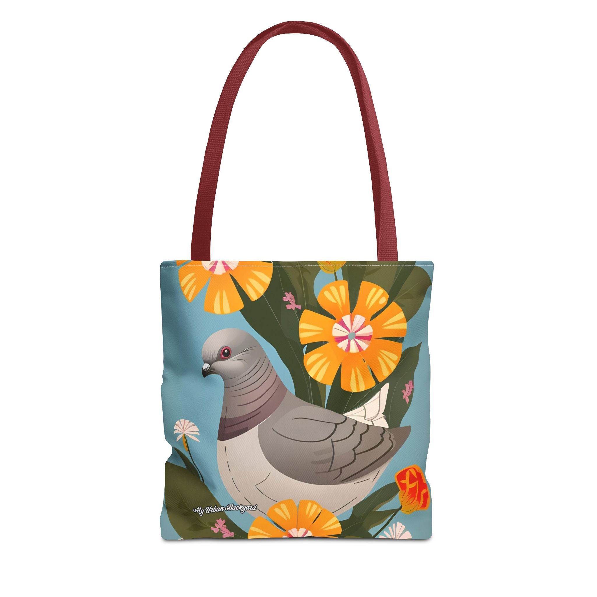 Pigeon and Yellow Flowers Tote Bag with Cotton Handles For Everyday Use, 3 Sizes