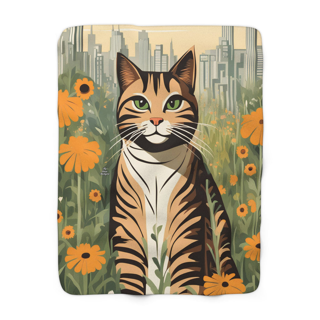 Finn Purrington, Cat Sherpa Fleece Blanket for Cozy Warmth, 50"x60"