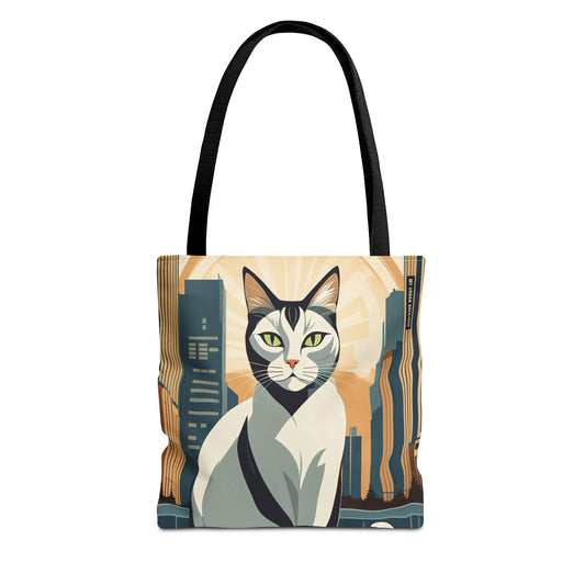 Art Deco Urban Cat Tote Bag