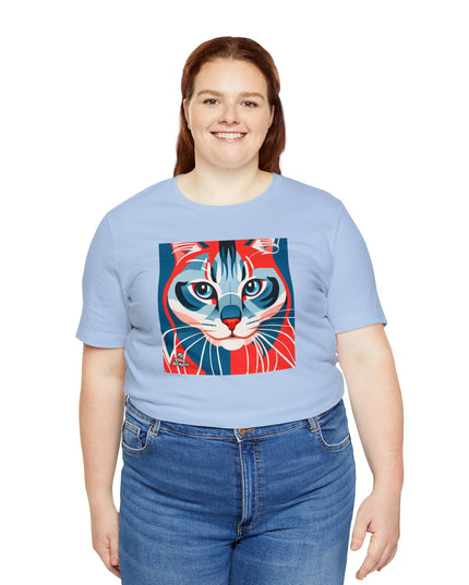 Red White and Blue Cat, Soft 100% Jersey Cotton T-Shirt, Unisex, Short Sleeve, Retail Fit
