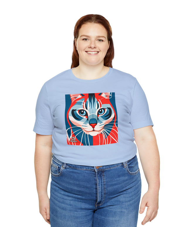 Red White and Blue Cat, Soft 100% Jersey Cotton T-Shirt, Unisex, Short Sleeve, Retail Fit