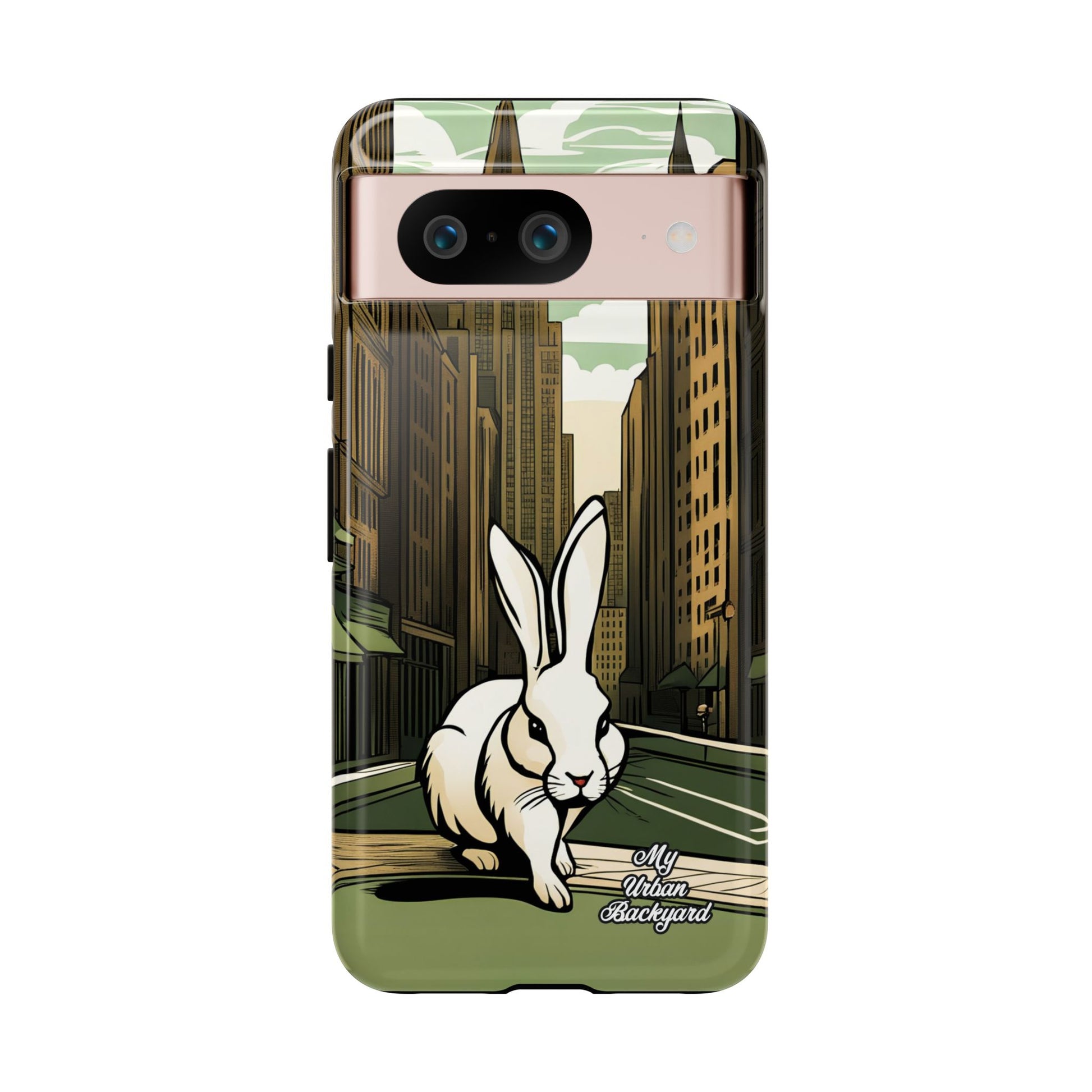 White Rabbit on a City Street, Cell Phone Case - Apple, Samsung, or Google Pixel