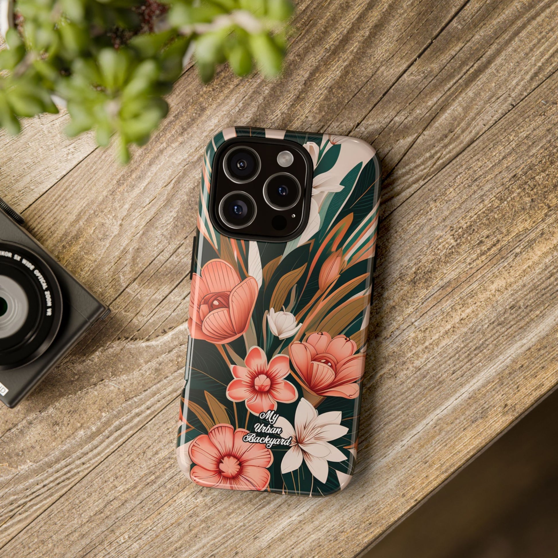 Peach Art Deco Flowers, Cell Phone Case - Apple, Samsung, Google Pixel