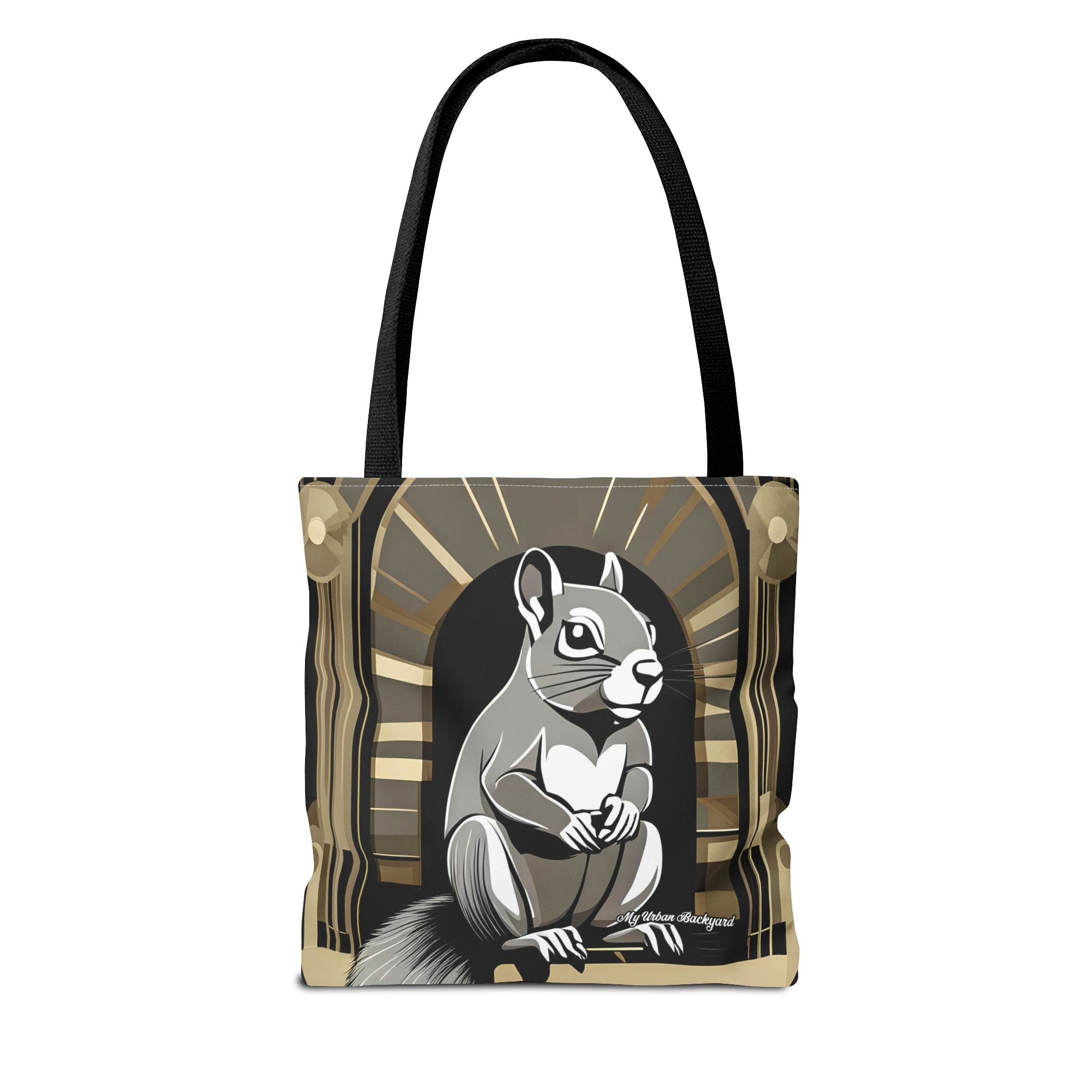 Art Deco Squirrel, Tote Bag with Cotton Handles For Everyday Use, 3 Sizes