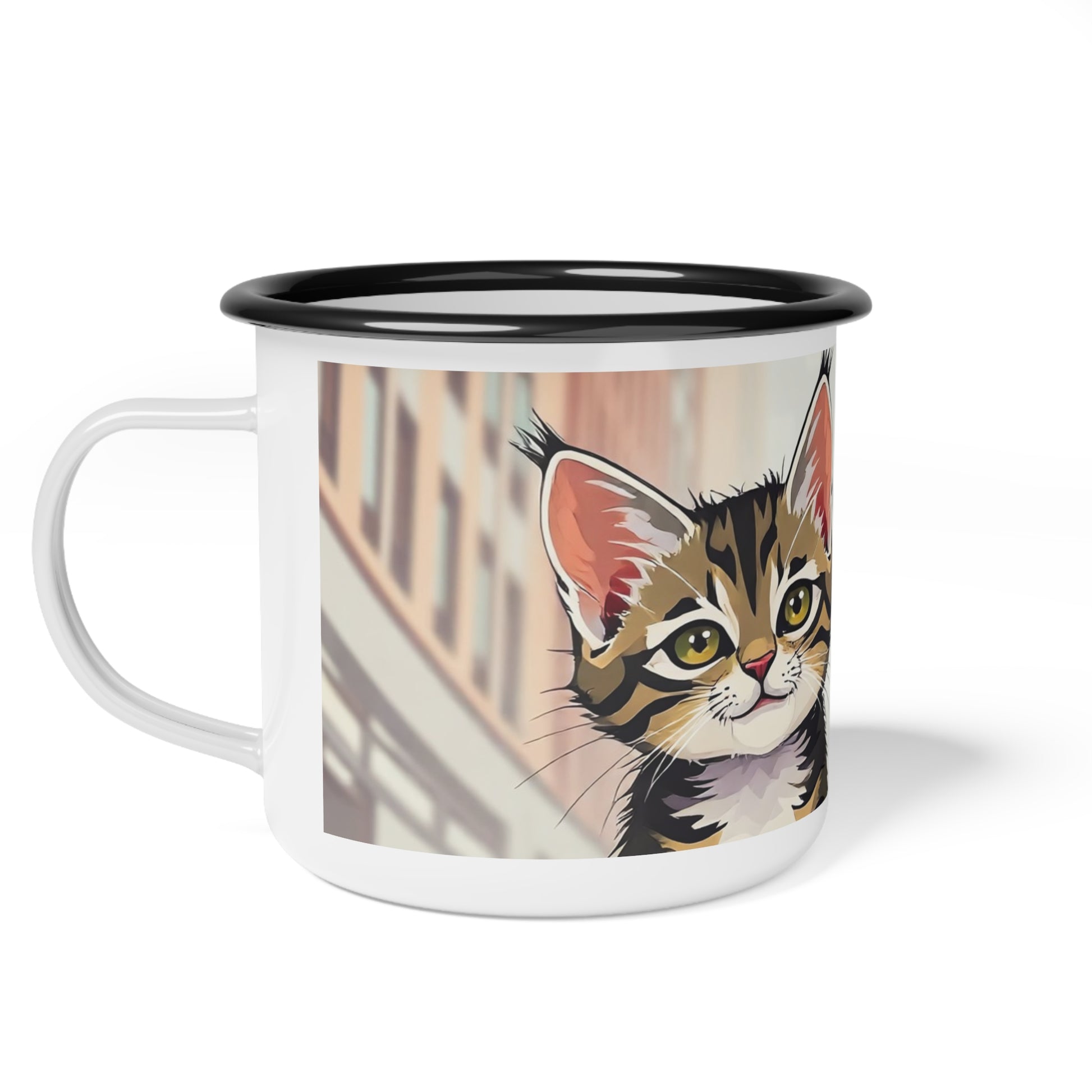 Cute Tabby Kittens Enamel Camp Cup - Perfect for Pet Lovers, Camping, Coffee Lovers, Gift for Cat Owners, Outdoor Adventures