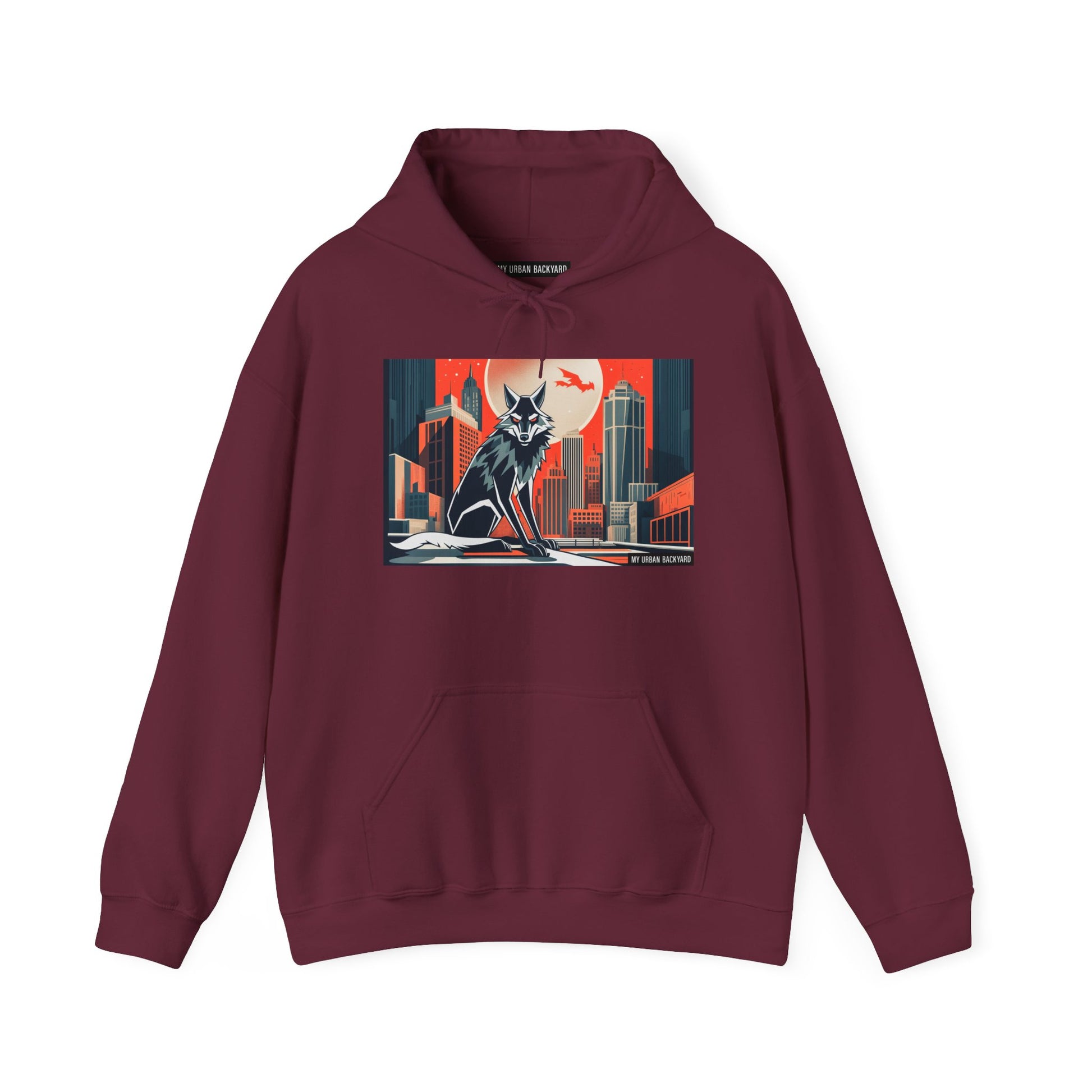 Urban Wolf Hoodie, Cozy Unisex Sweatshirt, Outdoor Adventure, Animal Lover Gift, Fall Style, Adventure Ready