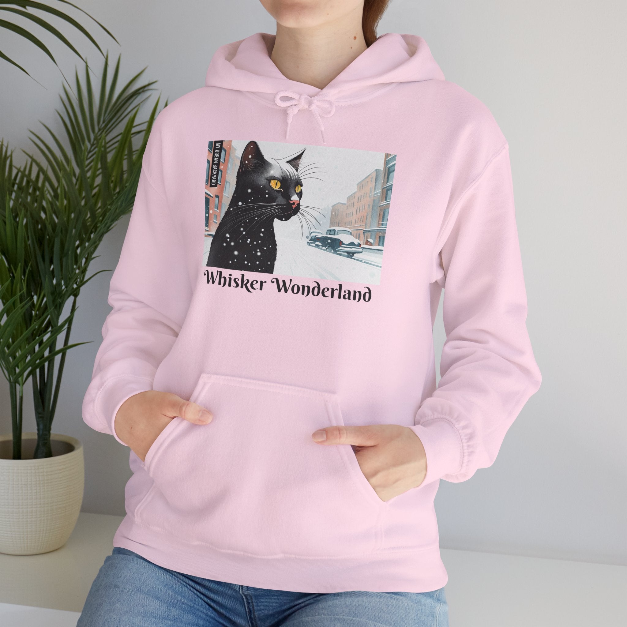 Whisker Wonderland, Cat Unisex Hoodie w Front Pocket