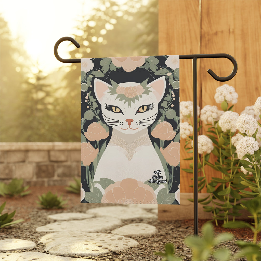 Genevieve Meowcroft, Cat Garden Flag for Yard, Patio, Porch, or Work, 12"x18" - Flag only