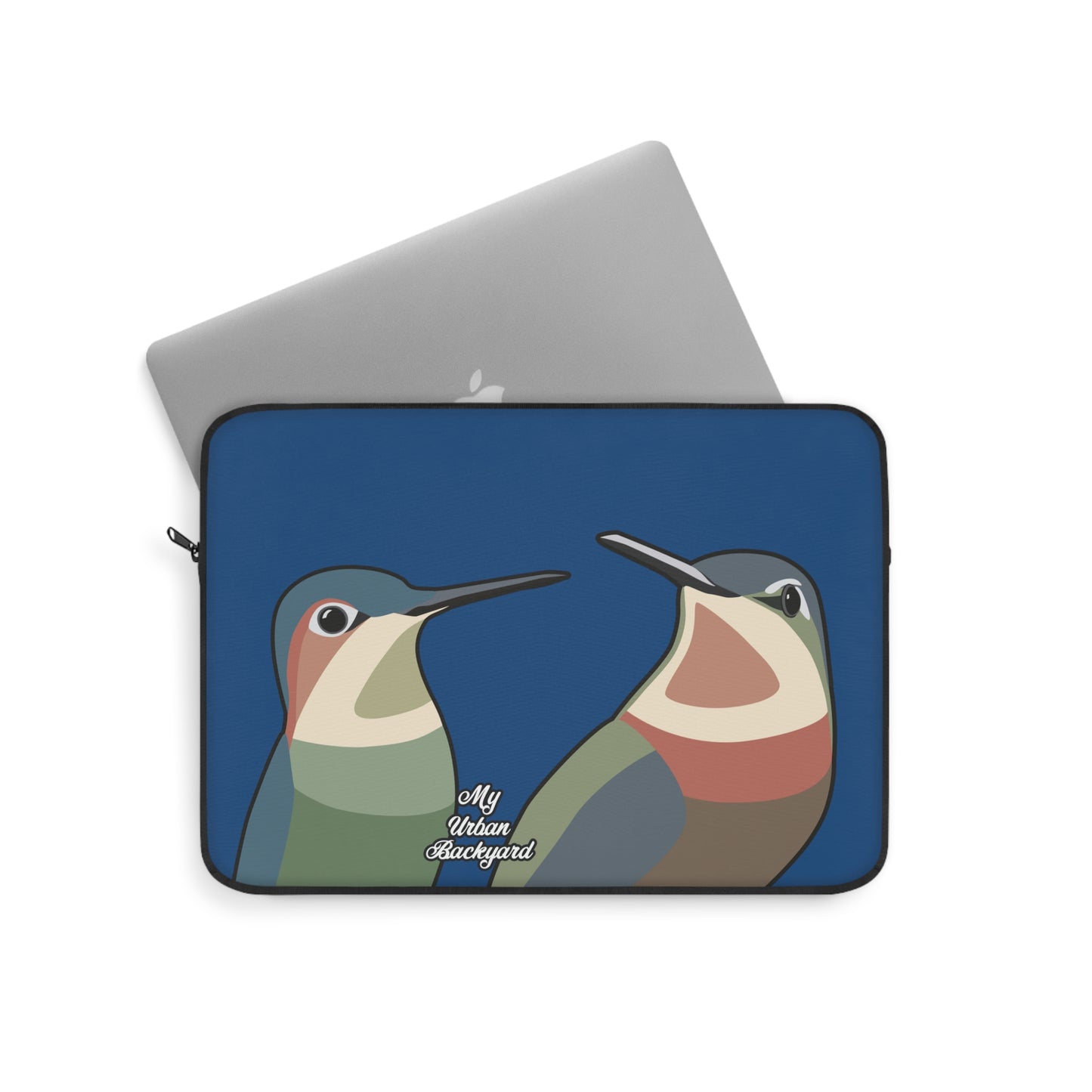 Hummingbirds on Classic Blue, Laptop Carrying Case, Top Loading Sleeve for School or Work