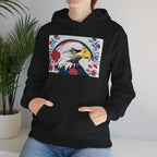 Bald Eagle w Flowers, Unisex Hoodie w Front Pocket