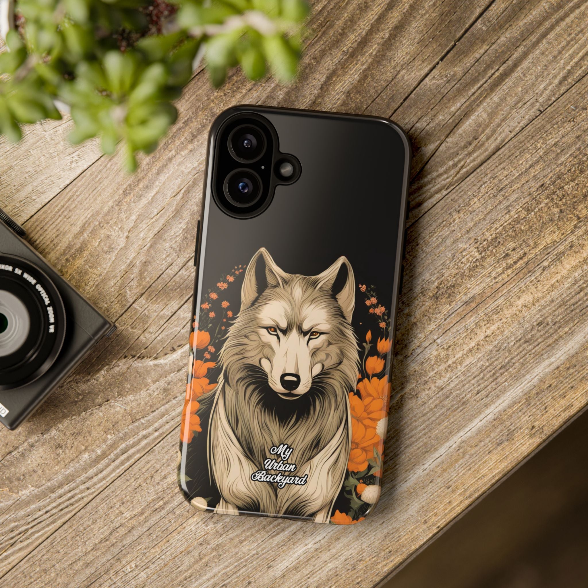 Wolf with Flowers, Animal Cell Phone Case - Apple, Samsung, Google Pixel