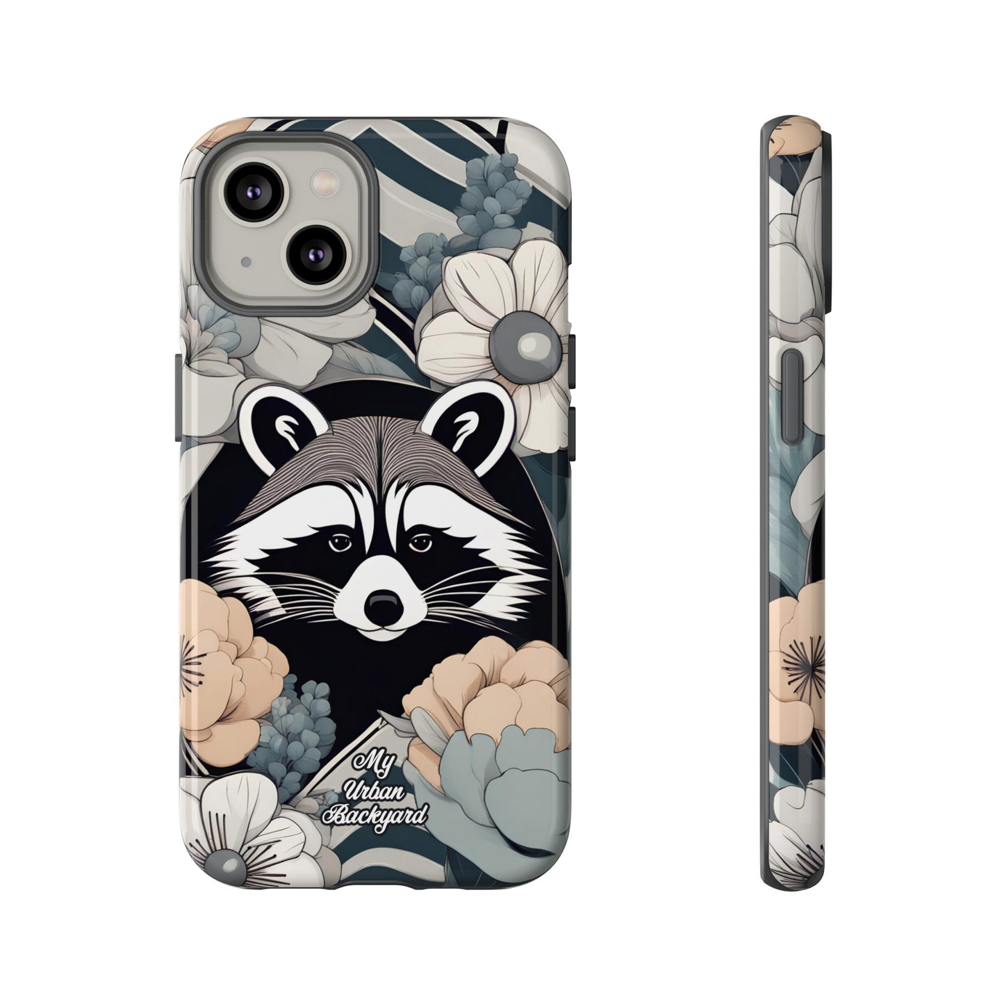 Art Deco Raccoon with Flowers, Cell Phone Case - Apple, Samsung, or Google Pixel