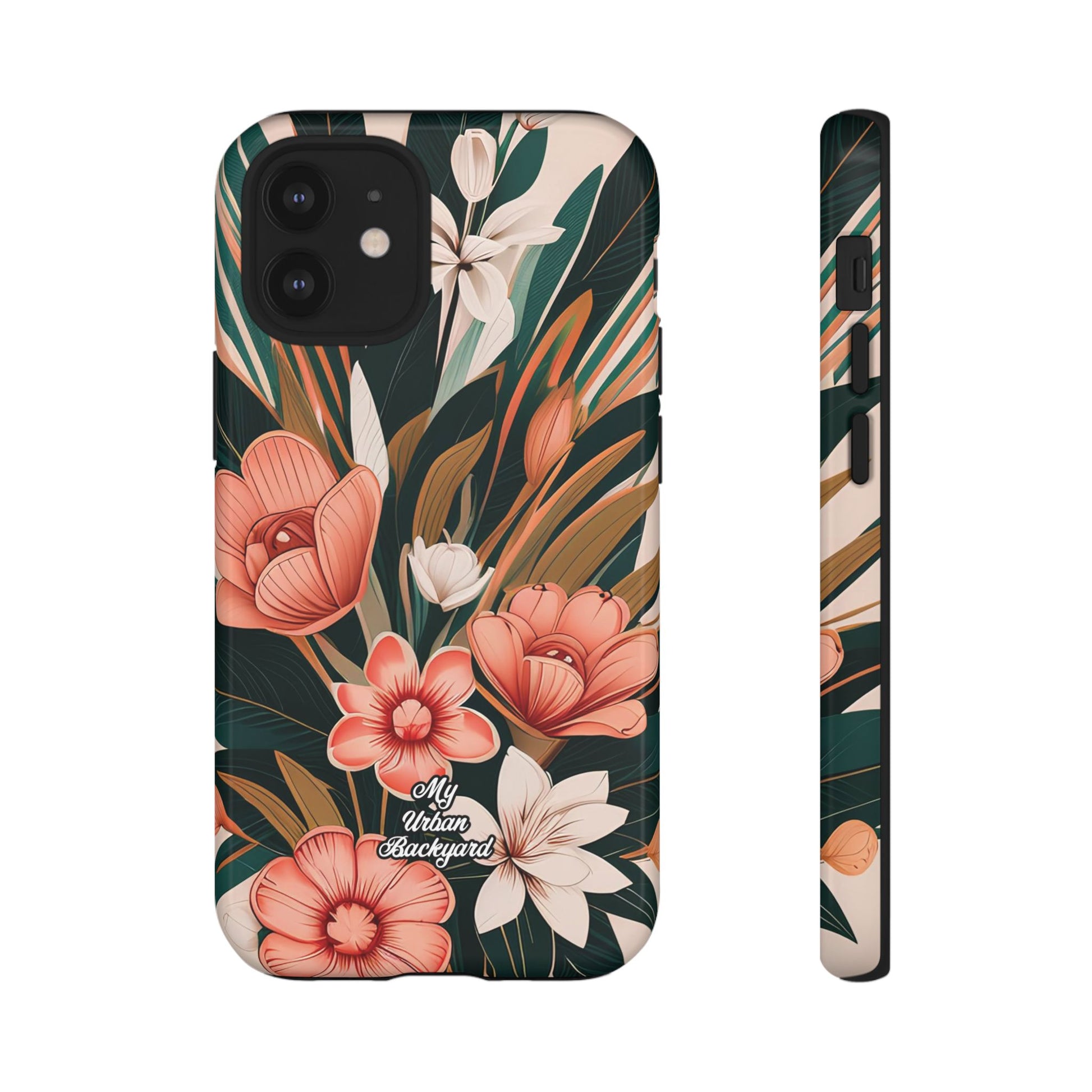 Peach Art Deco Flowers, Cell Phone Case - Apple, Samsung, Google Pixel