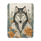 Orange-Eyed Wolf, Sherpa Fleece Blanket