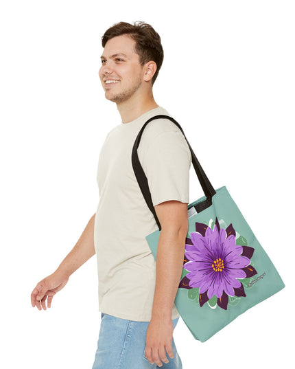 Purple Flower Tote Bag with Cotton Handles For Everyday Use, 3 Sizes