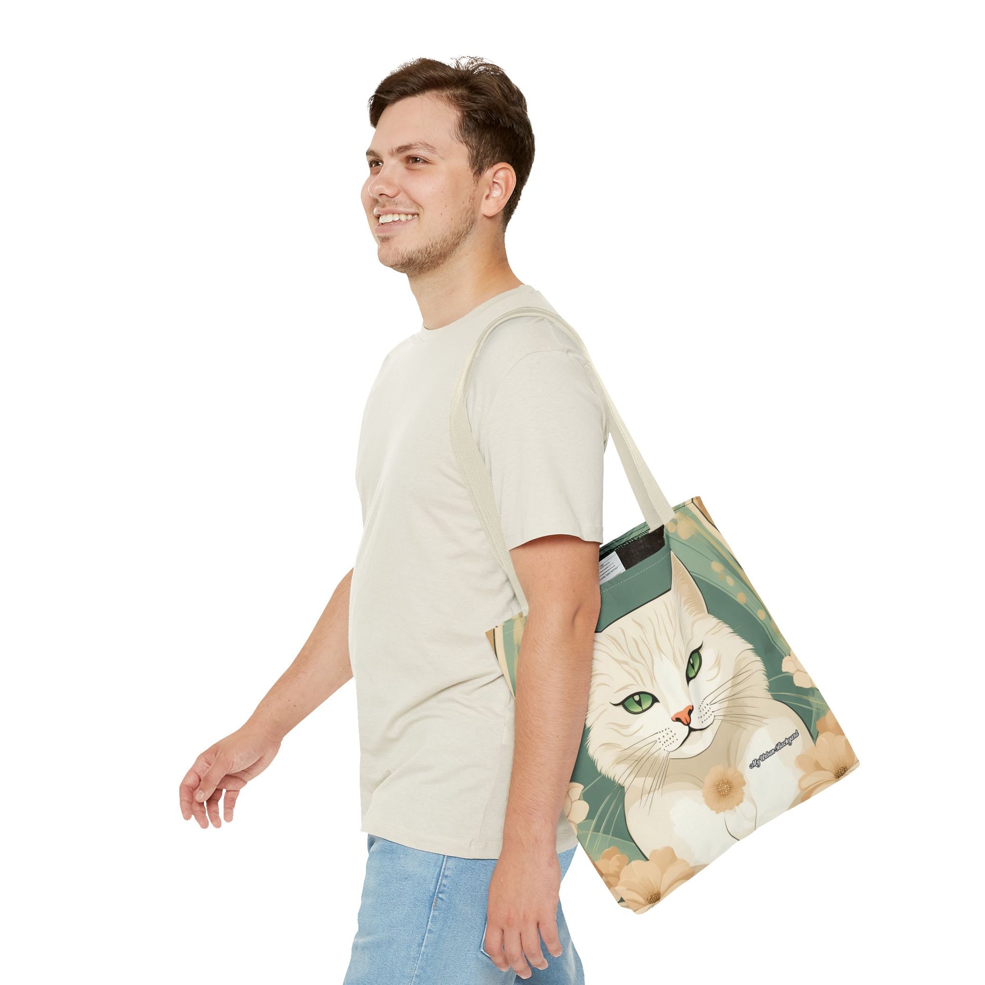 Blanca Purrington, Cat Tote Bag with Cotton Handles For Everyday Use, 3 Sizes