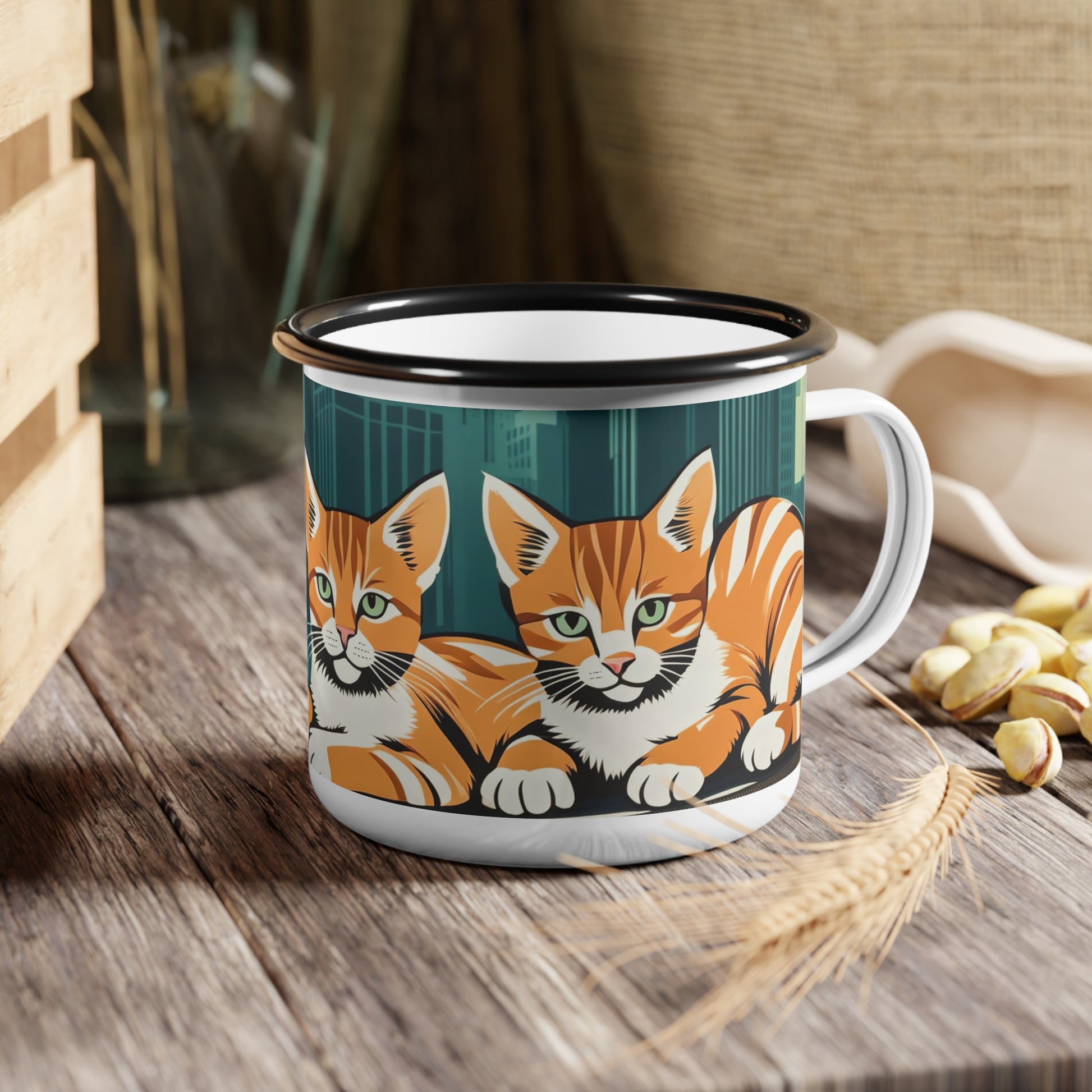 Urban Cats Enamel Camp Cup, Outdoor Mug, Pet Lover Gift, Camping Accessories, Coffee Mug, Travel Cup, Cat Lover Supplies