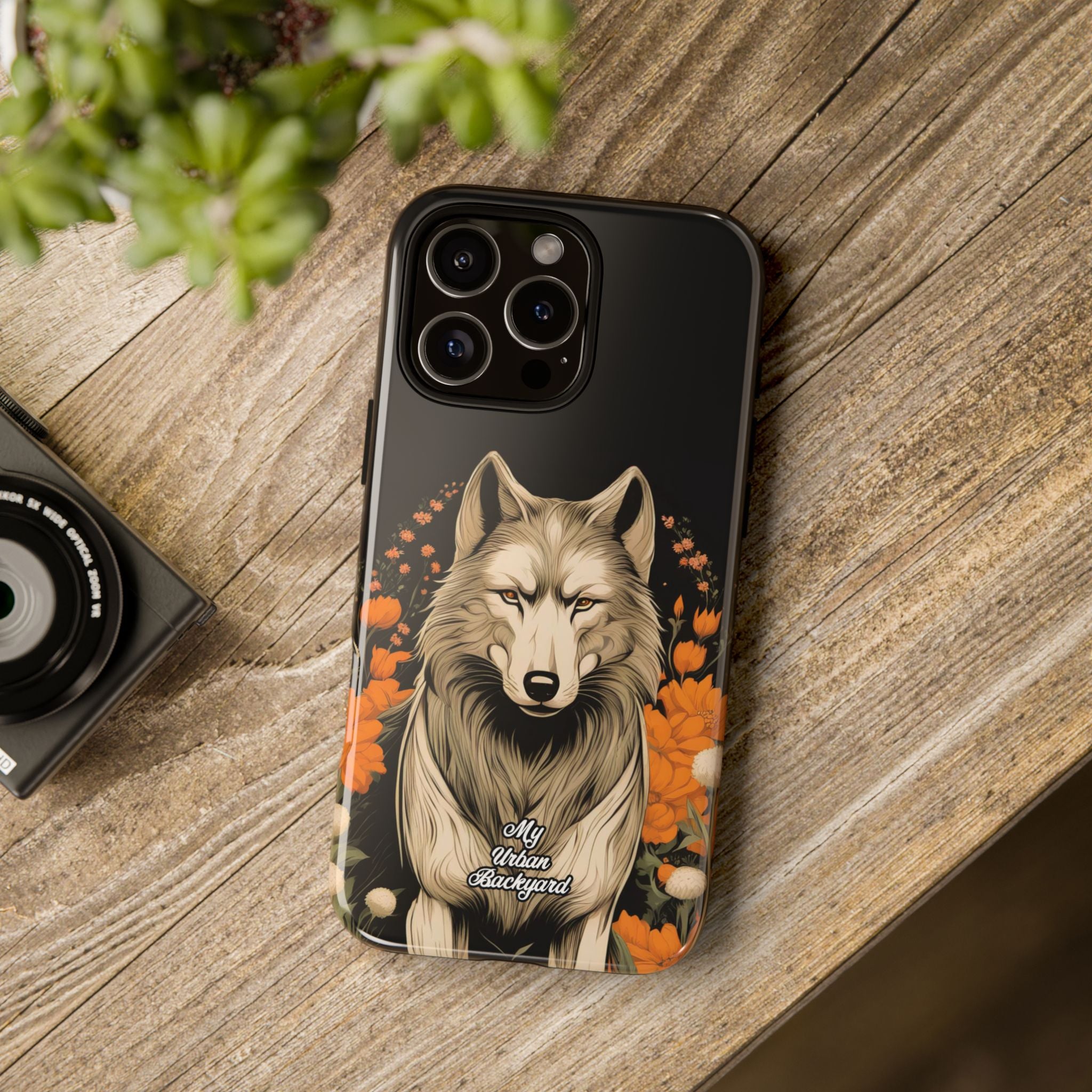 Wolf with Flowers, Animal Cell Phone Case - Apple, Samsung, Google Pixel