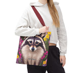 Raccoon and Flowers Tote Bag with Cotton Handles For Everyday Use, 3 Sizes