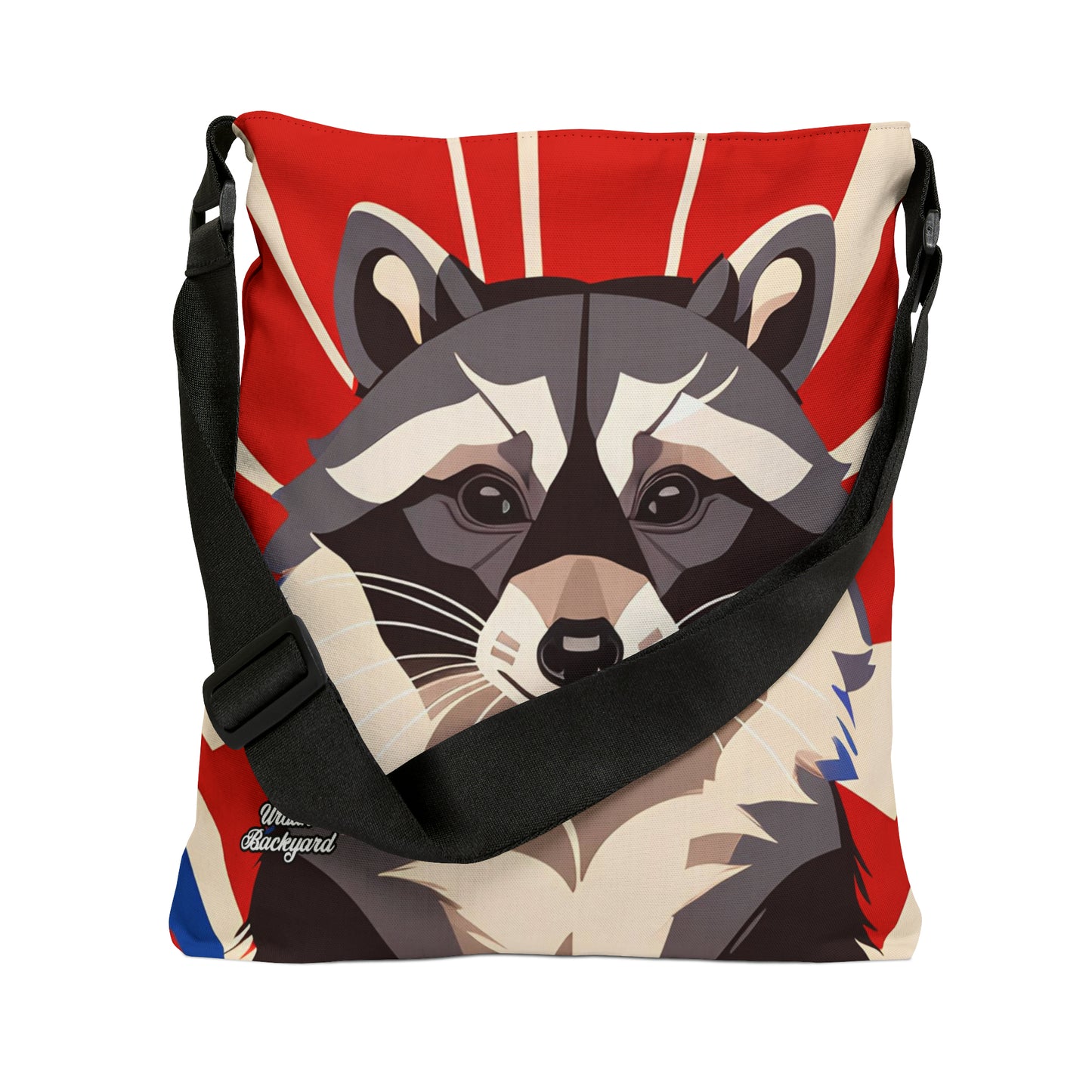 Raccoon on Art Deco Rays, Tote Bag with Adjustable Strap - Trendy and Versatile