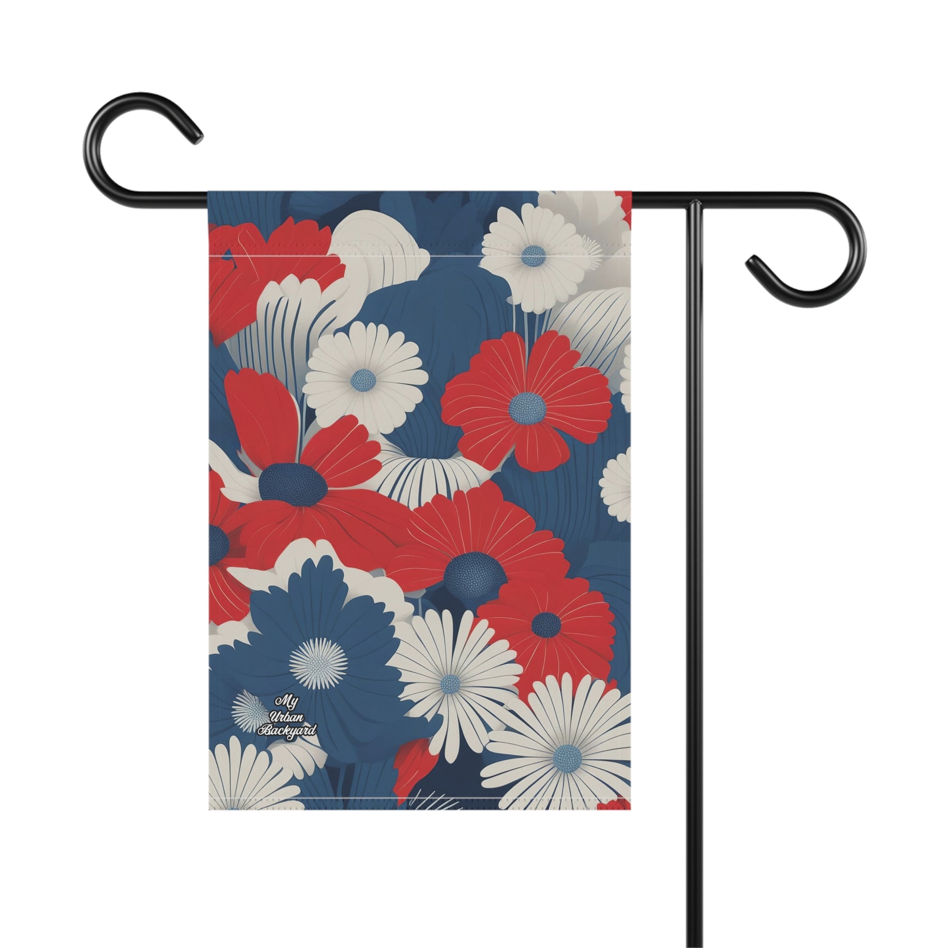 Patriotic Floral Garden Flag, Seasonal Outdoor Decoration, Floral Home Decor, Summer House Flag, 12"x18" - Flag only