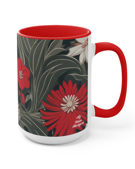 Red and White Flowers, Ceramic Mug - Perfect for Coffee, Tea, and More!