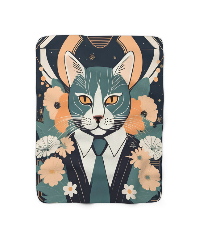 Simon Whiskerford, Cat Sherpa Fleece Blanket for Cozy Warmth, 50"x60"