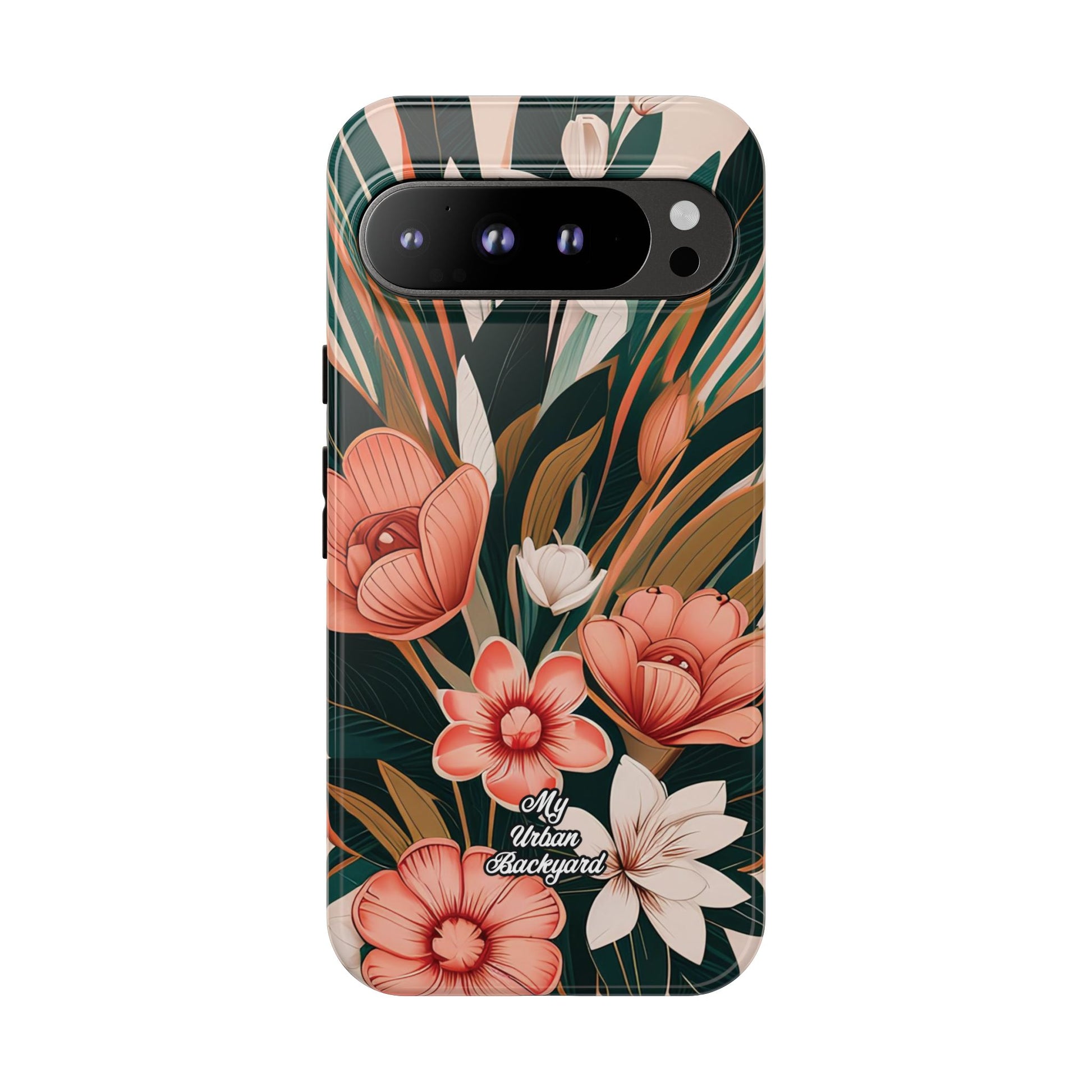 Peach Art Deco Flowers, Cell Phone Case - Apple, Samsung, Google Pixel