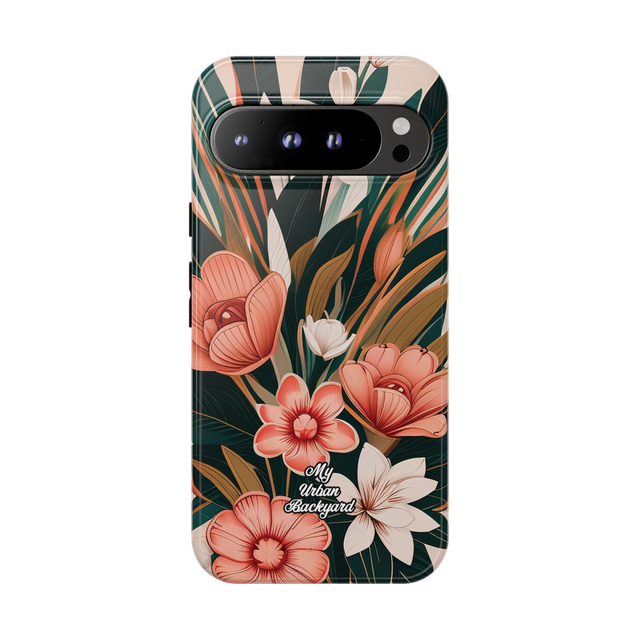 Peach Art Deco Flowers, Cell Phone Case