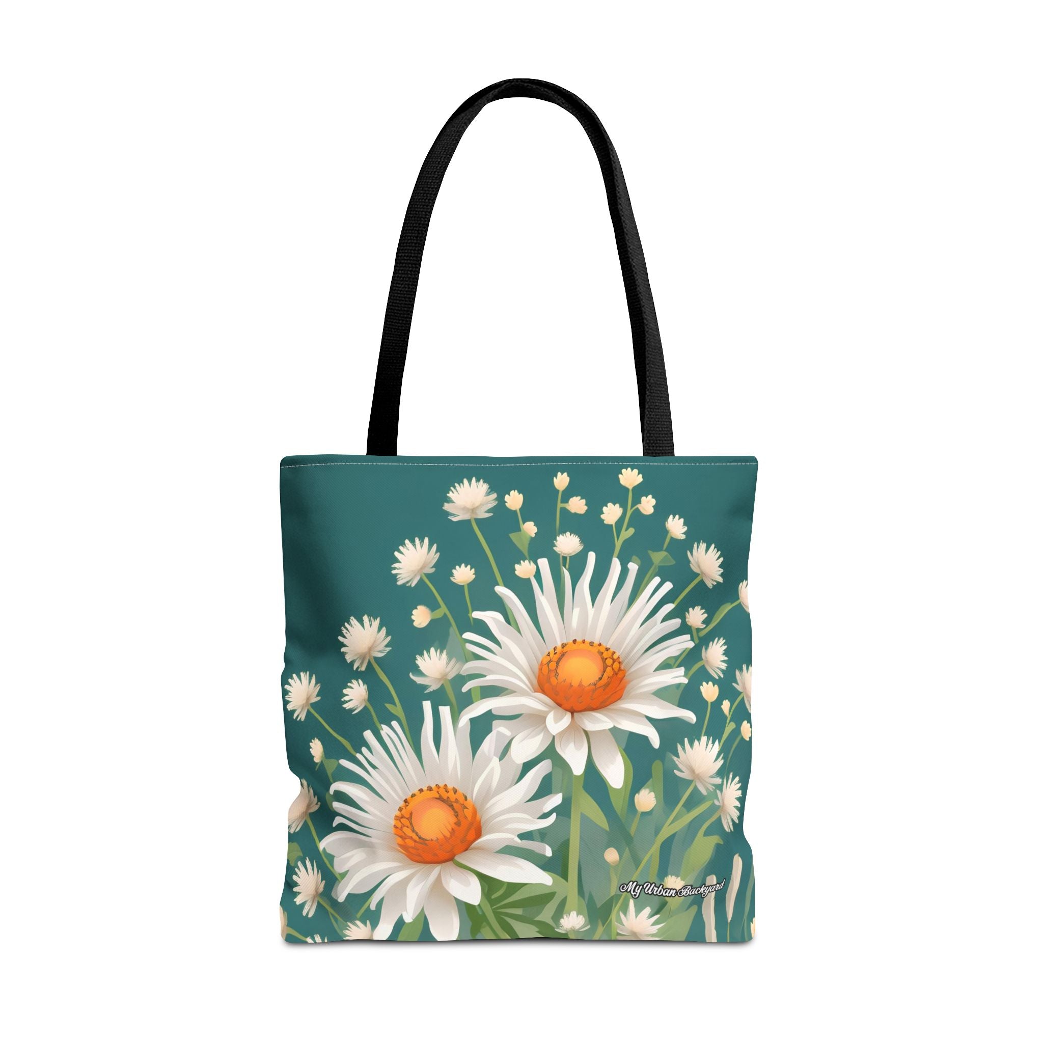 White Flowers Tote Bag with Cotton Handles For Everyday Use, 3 Sizes