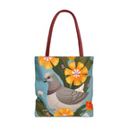 Pigeon and Yellow Flowers Tote Bag with Cotton Handles For Everyday Use, 3 Sizes
