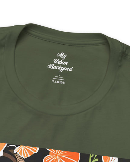 Goat with Orange Flowers, Soft 100% Jersey Cotton T-Shirt, Unisex, Short Sleeve, Retail Fit