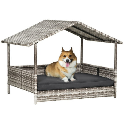 The Rattan Dog House Outdoor With Canopy, For Small And Medium-sized Dogs and Cats